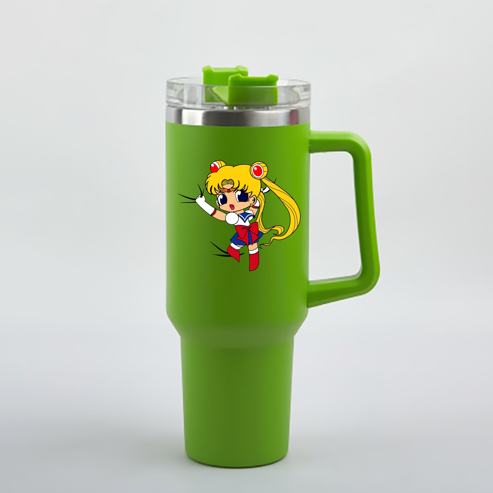 （画像用） 美少女戦士セーラームーン 月野 うさぎ つきの うさぎ Sailor Moon Tsukino Usagi 1200mL車用タンブラー - クリスタルステッカー（プラスチックストロー付き）